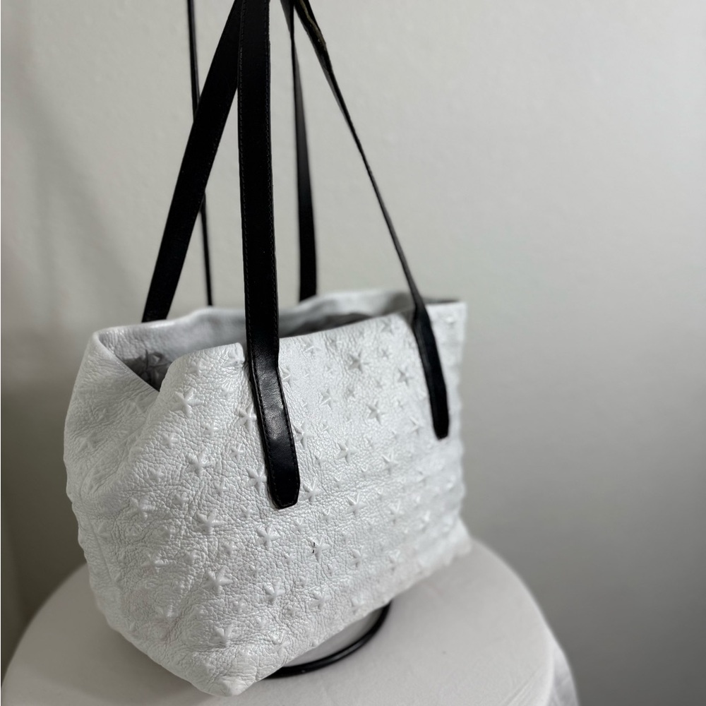 Jimmy Choo White Leather embossed Star Tote - Picture 8 of 12